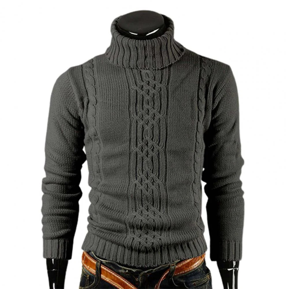Axel | Men's Cable Knit Turtleneck Sweater Black