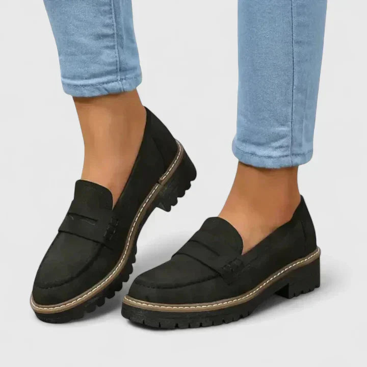Nola | Women's Platform Loafer Black Lug Sole