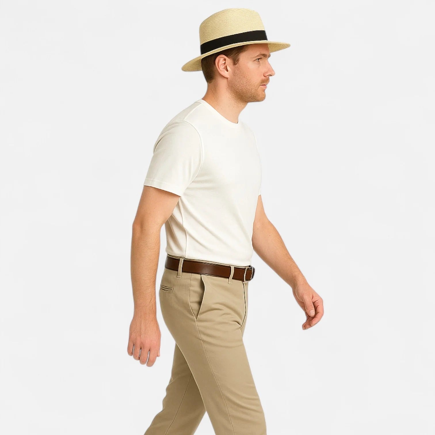 Paloma | Men's Straw Panama Hat Cream Black Band