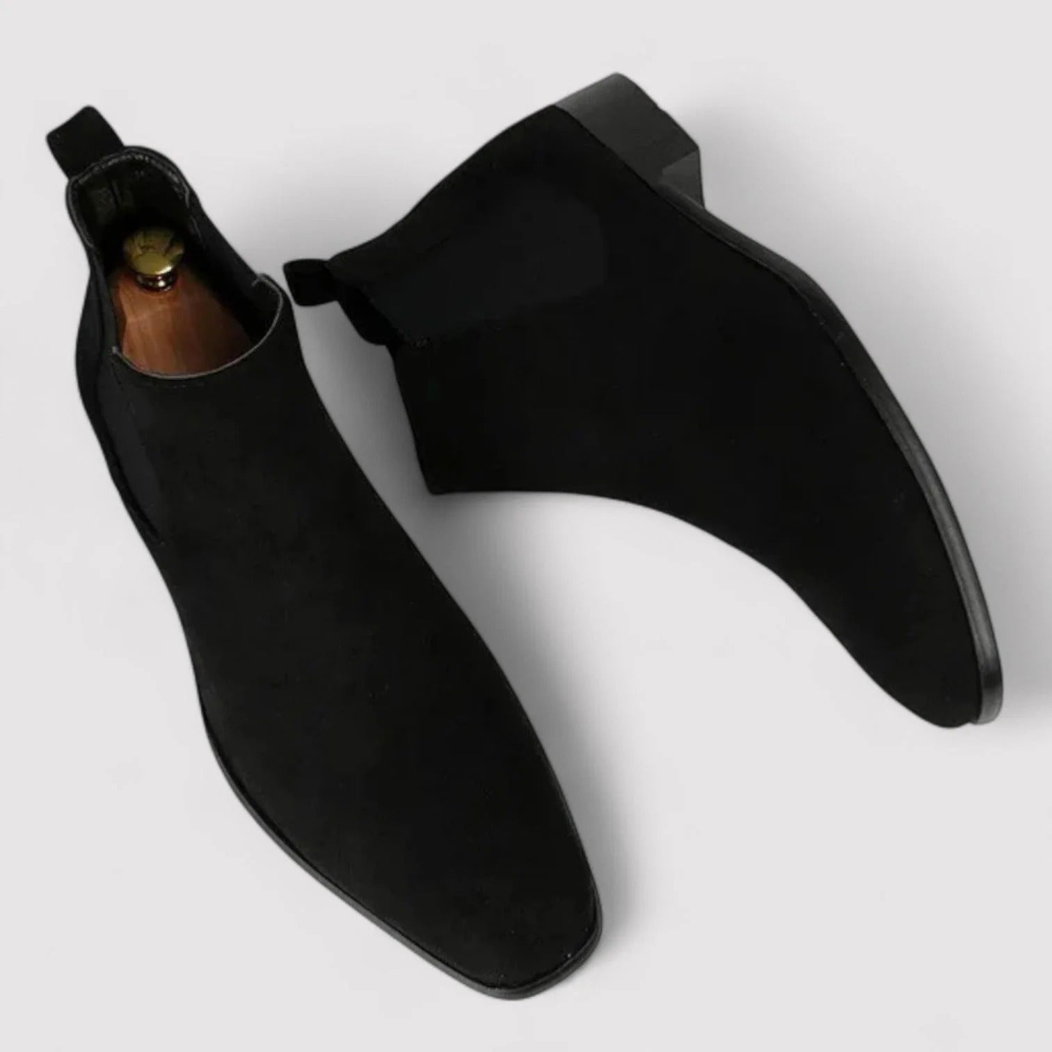 Ines | Men's Suede Chelsea Boots Beige Block Heel