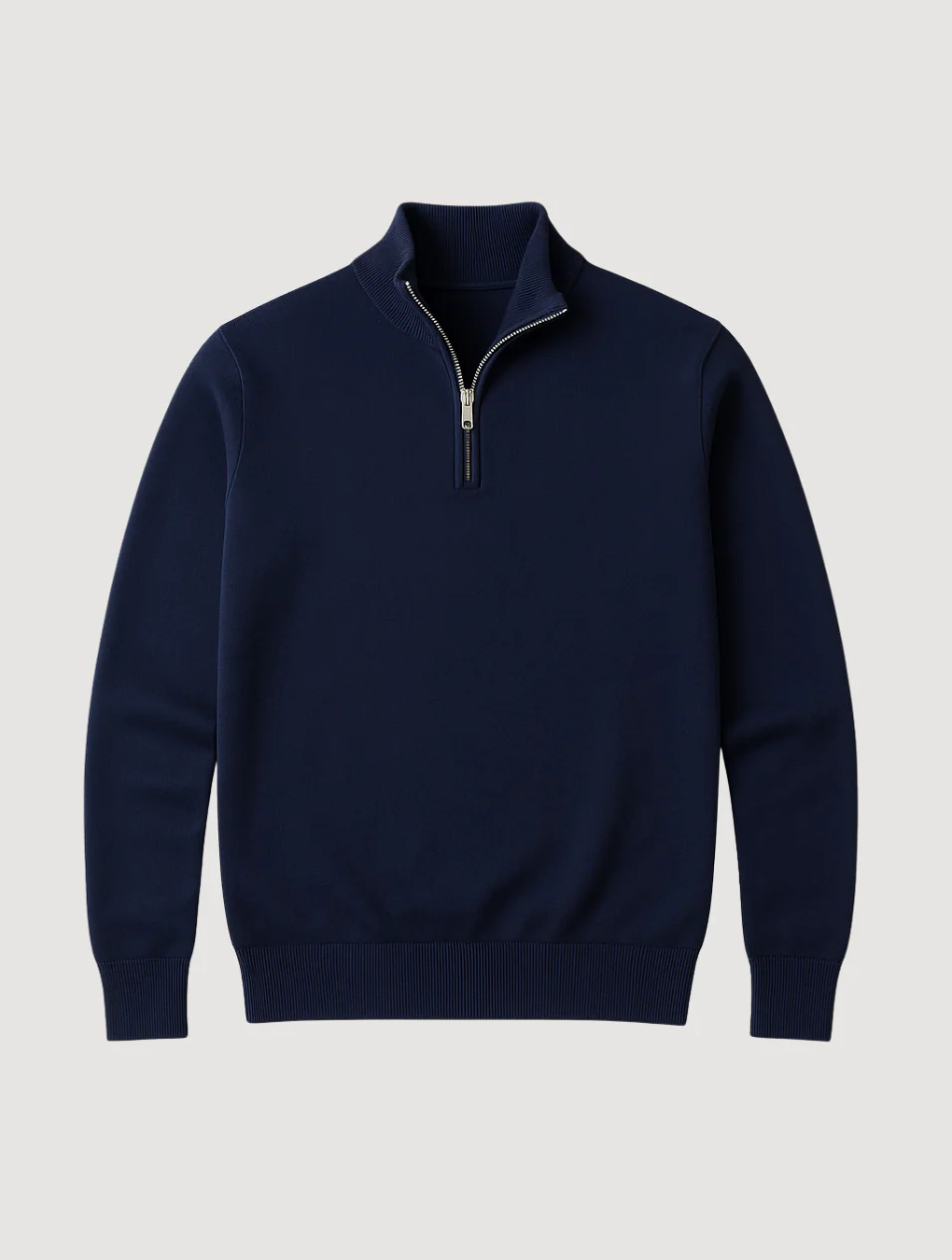 Axel | Men's Quarter Zip Sweater Cream Ribbed Collar