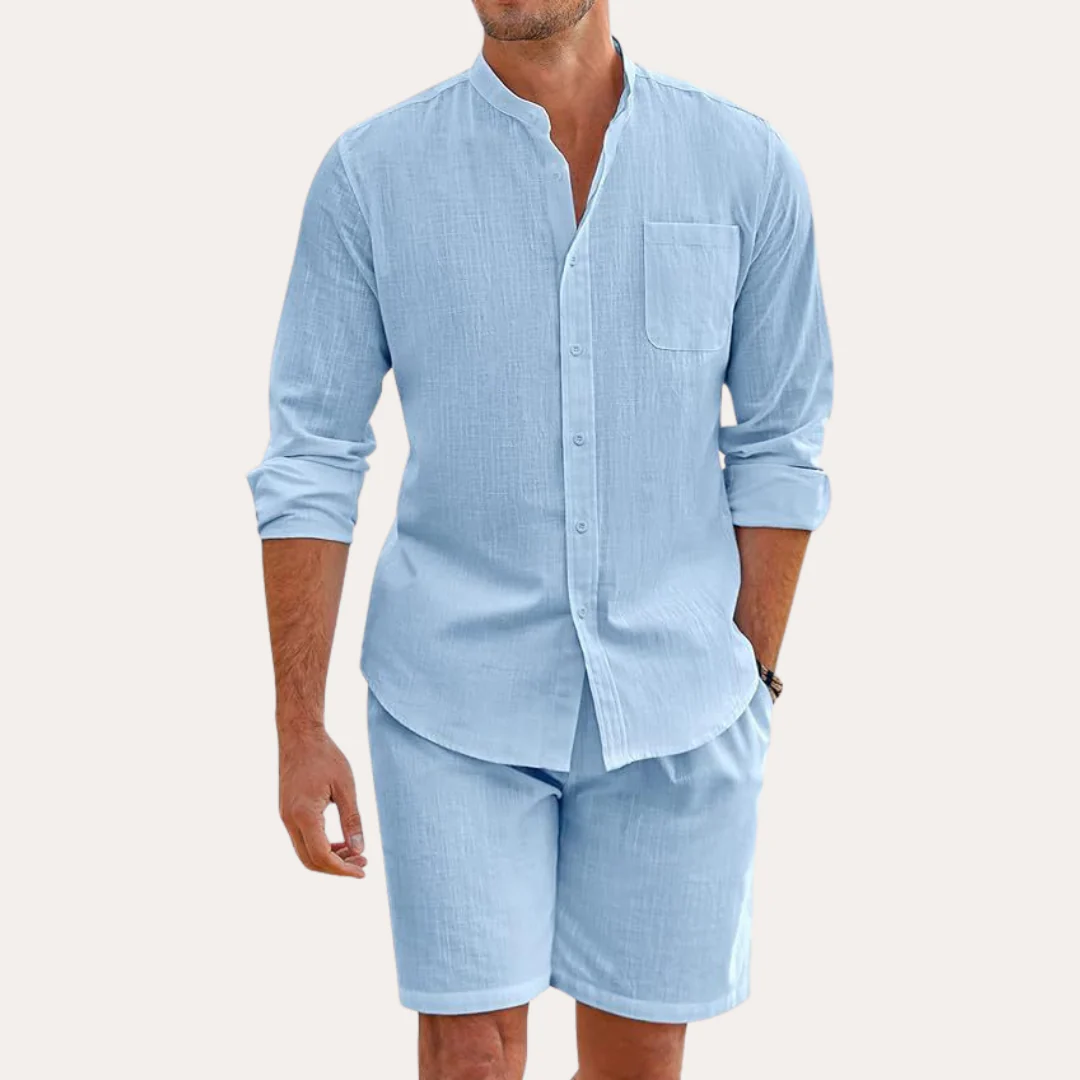 Rowan | Men's Linen Shirt Cream Long Sleeve Button Up