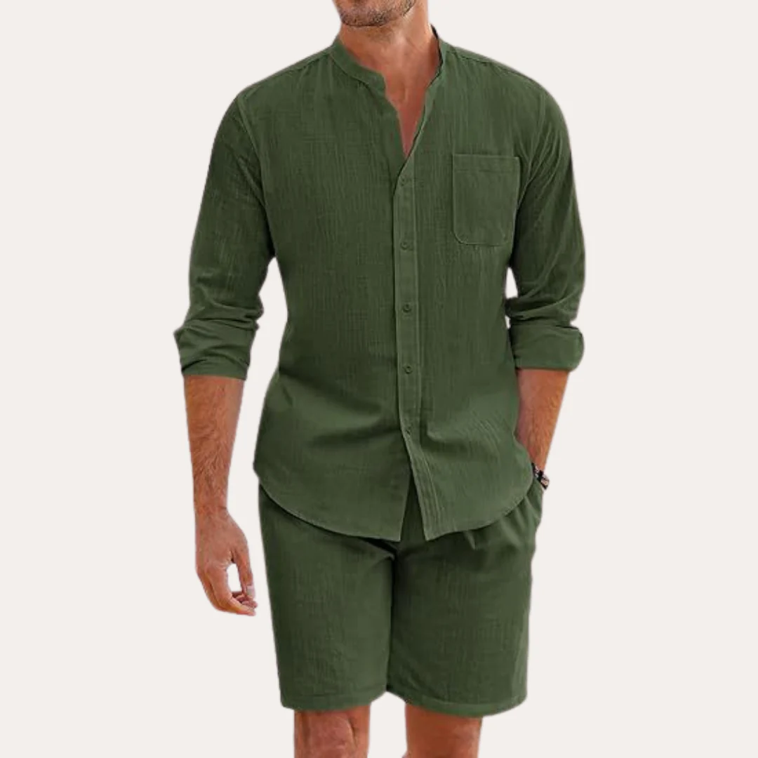 Rowan | Men's Linen Shirt Cream Long Sleeve Button Up