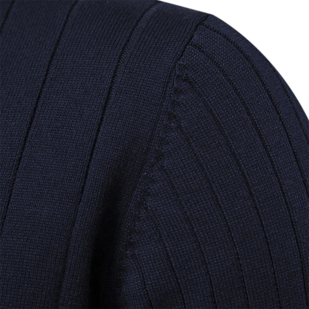 Axel | Men's Quarter Zip Ribbed Sweater Black