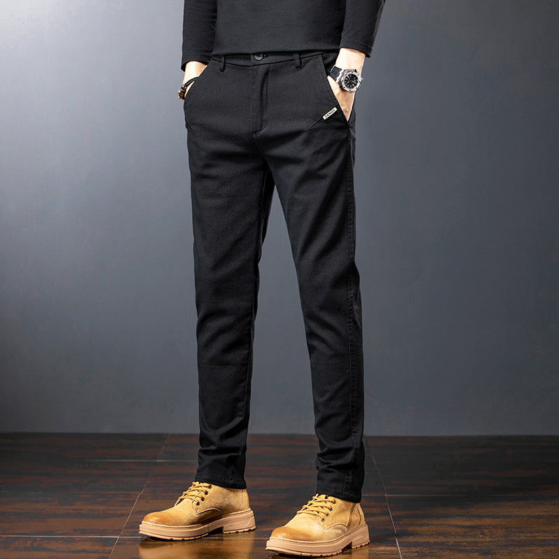 Voss | Men's Slim Fit Dress Pants Black Cotton