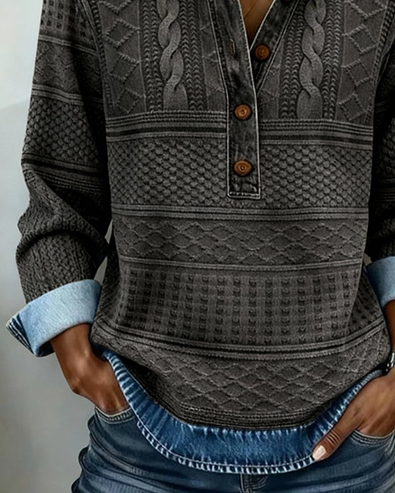 Ines | Women's Cable Knit Denim Shirt Light Blue