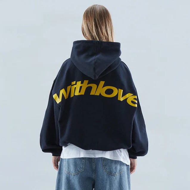 Faye | Women's Oversized Hoodie Black Graphic Print