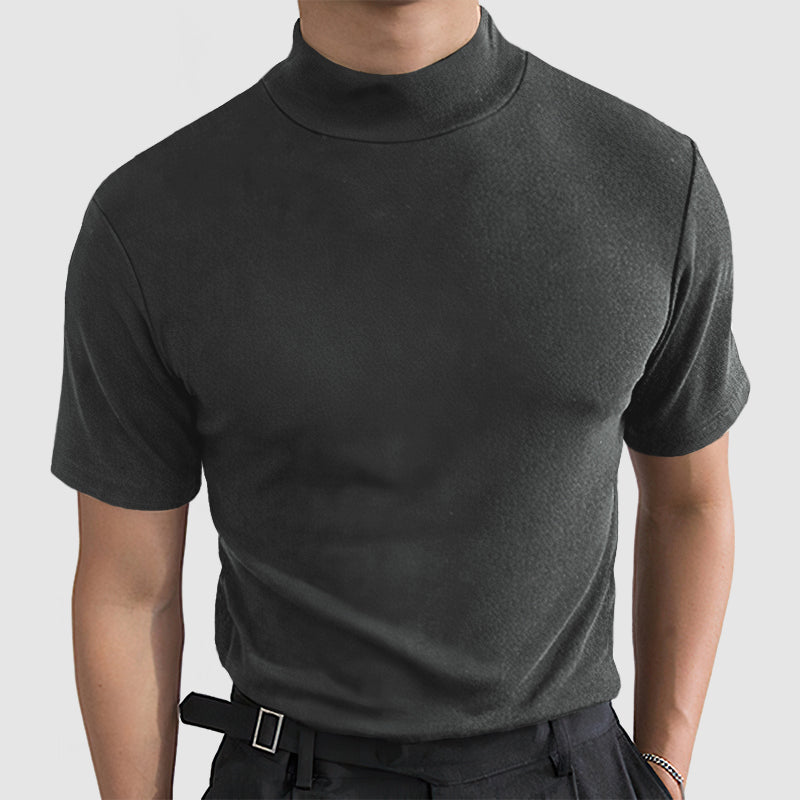Tate | Men's Mock Neck Sweater Black Short Sleeve