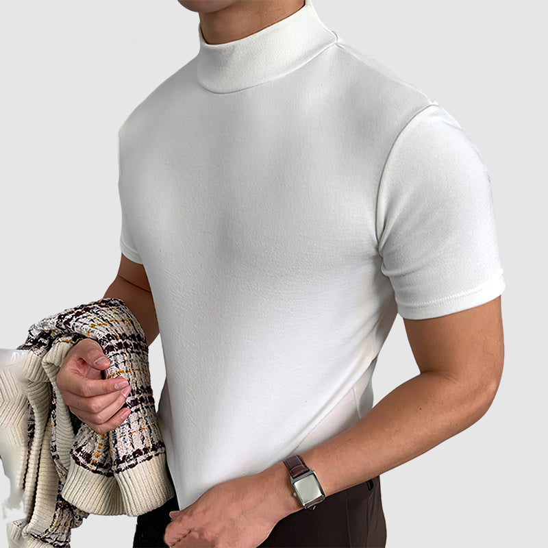 Tate | Men's Mock Neck Sweater Black Short Sleeve