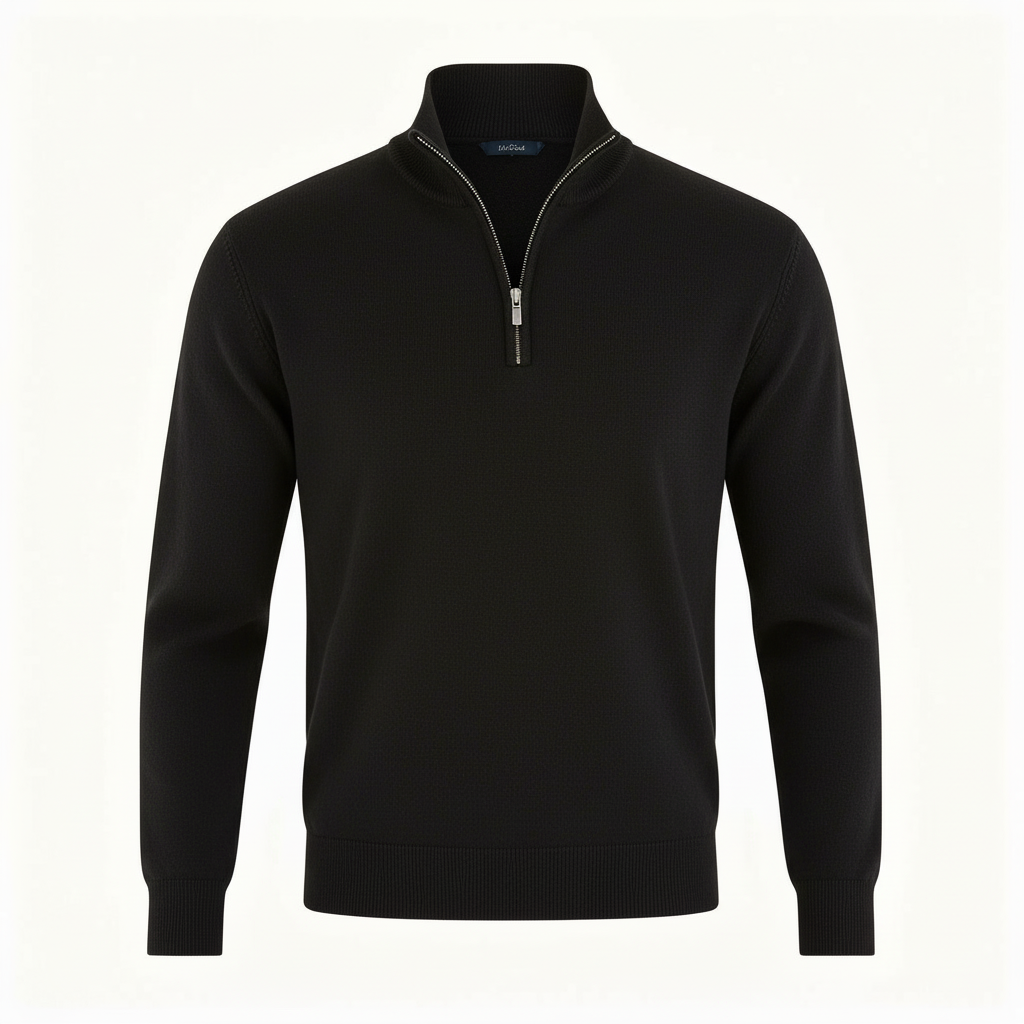 Voss | Men's Quarter Zip Sweater Purple Mock Neck