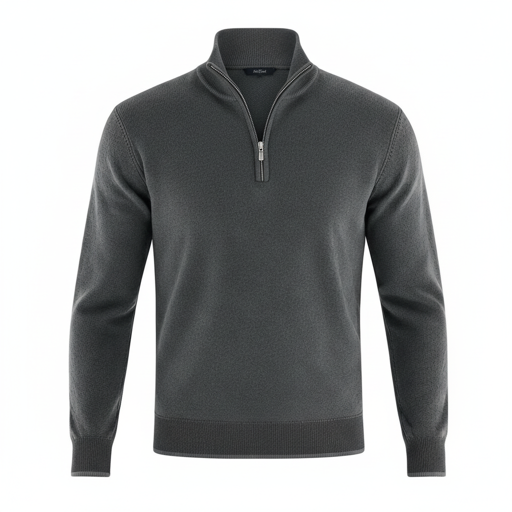 Voss | Men's Quarter Zip Sweater Purple Mock Neck