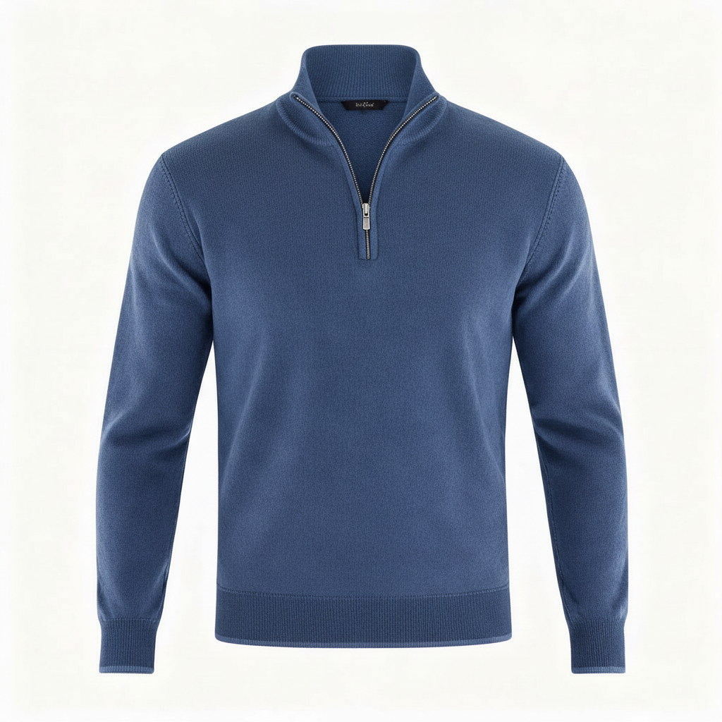 Voss | Men's Quarter Zip Sweater Purple Mock Neck