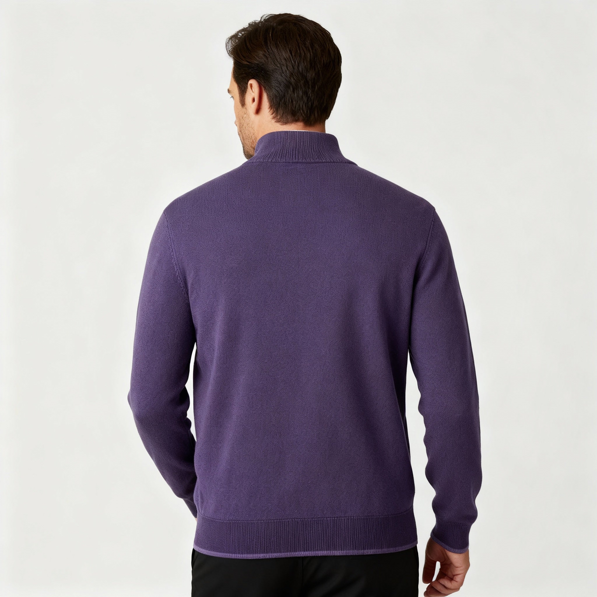 Voss | Men's Quarter Zip Sweater Purple Mock Neck
