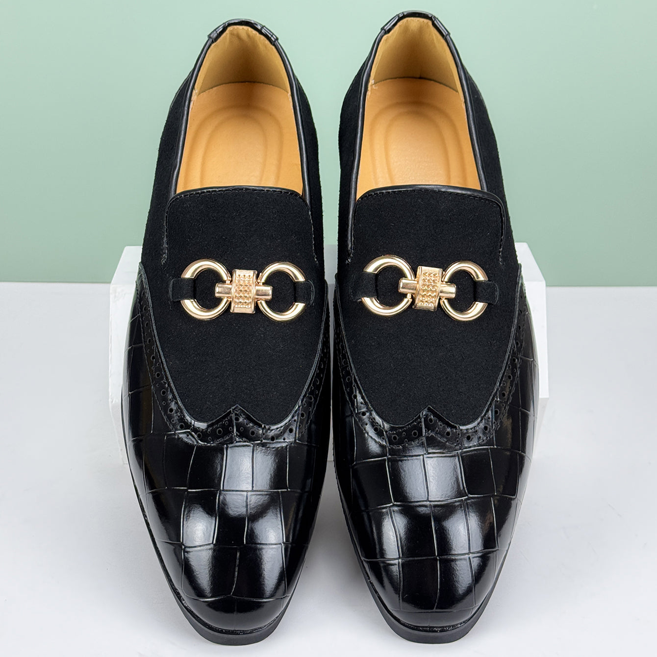 Arden | Men's Crocodile Embossed Loafer Green Black