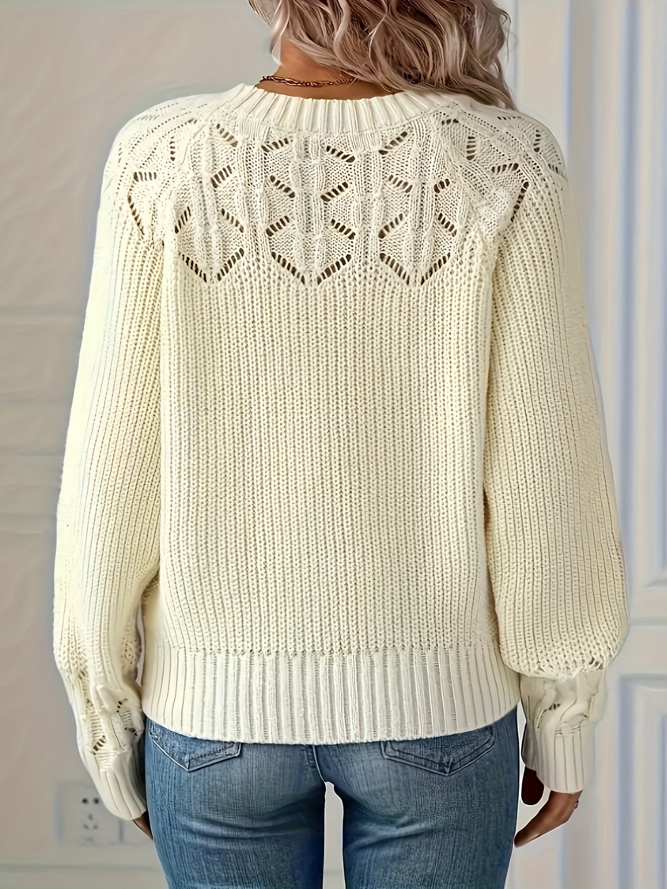 Ada | Women's Crochet Knit Sweater Green Long Sleeve