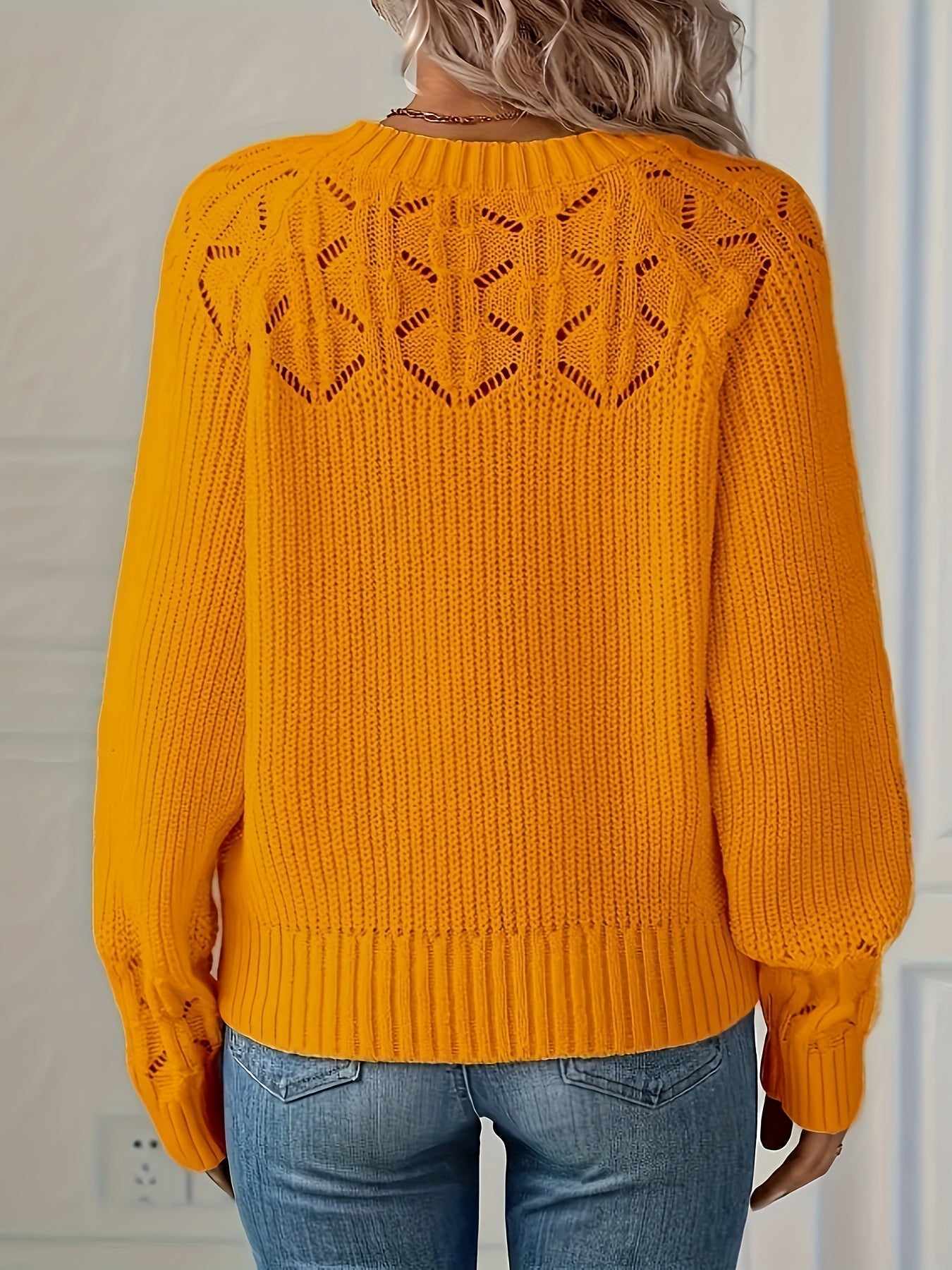 Ada | Women's Crochet Knit Sweater Green Long Sleeve