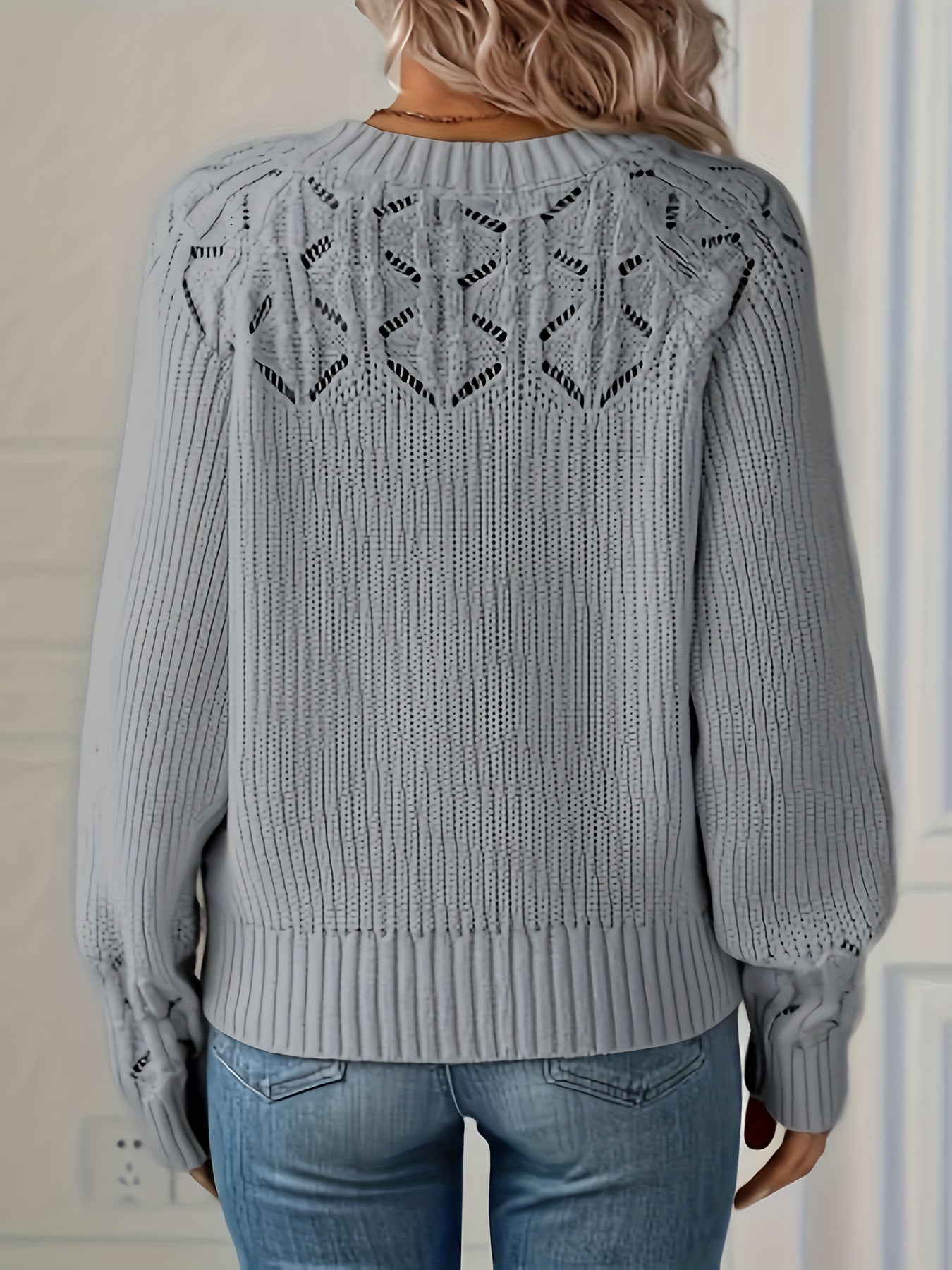 Ada | Women's Crochet Knit Sweater Green Long Sleeve