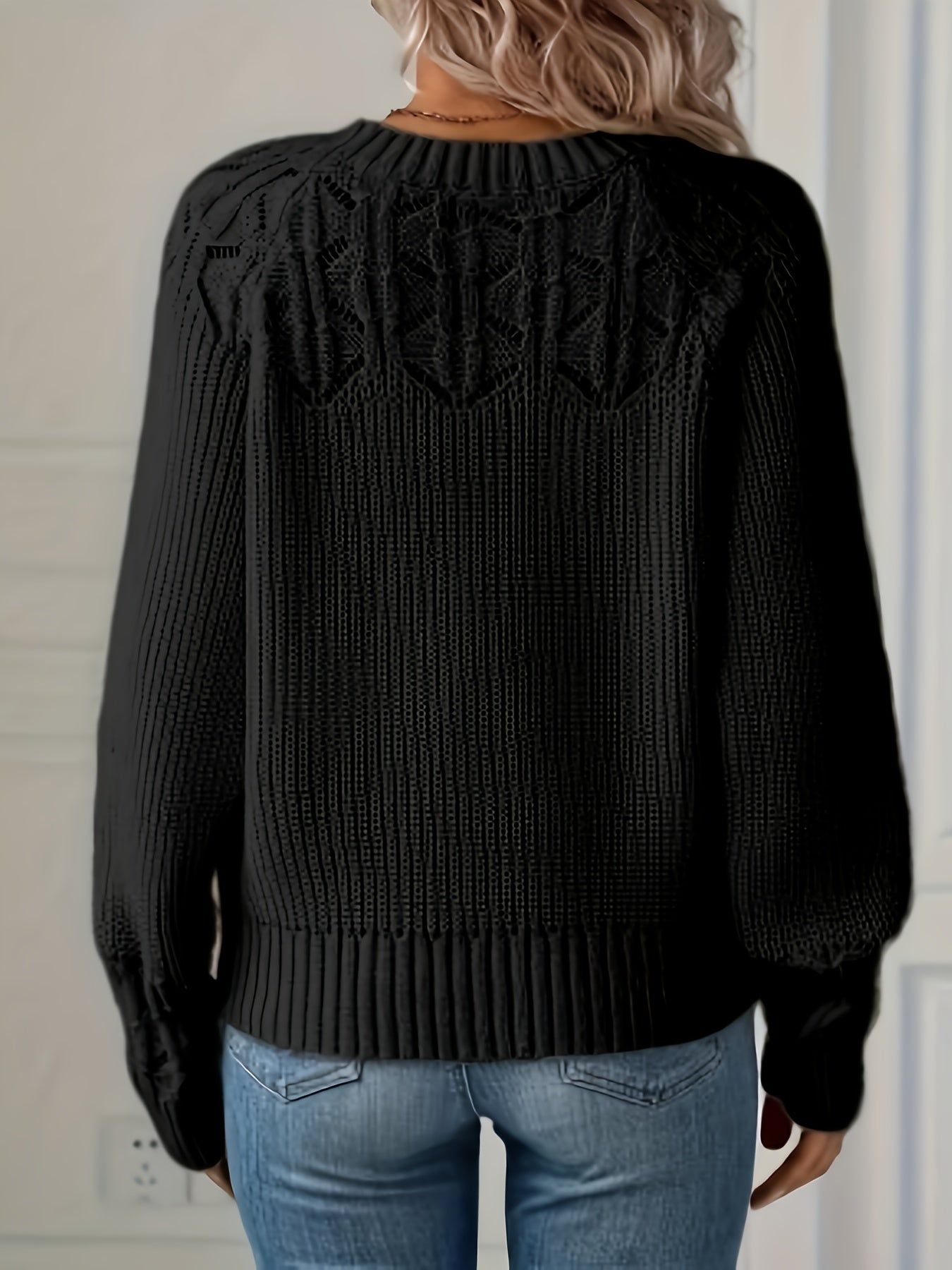 Ada | Women's Crochet Knit Sweater Green Long Sleeve
