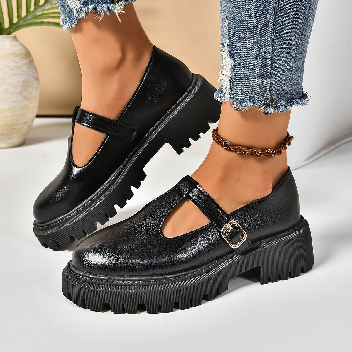 Ivy | Women's Mary Jane Shoes Chunky Platform Black