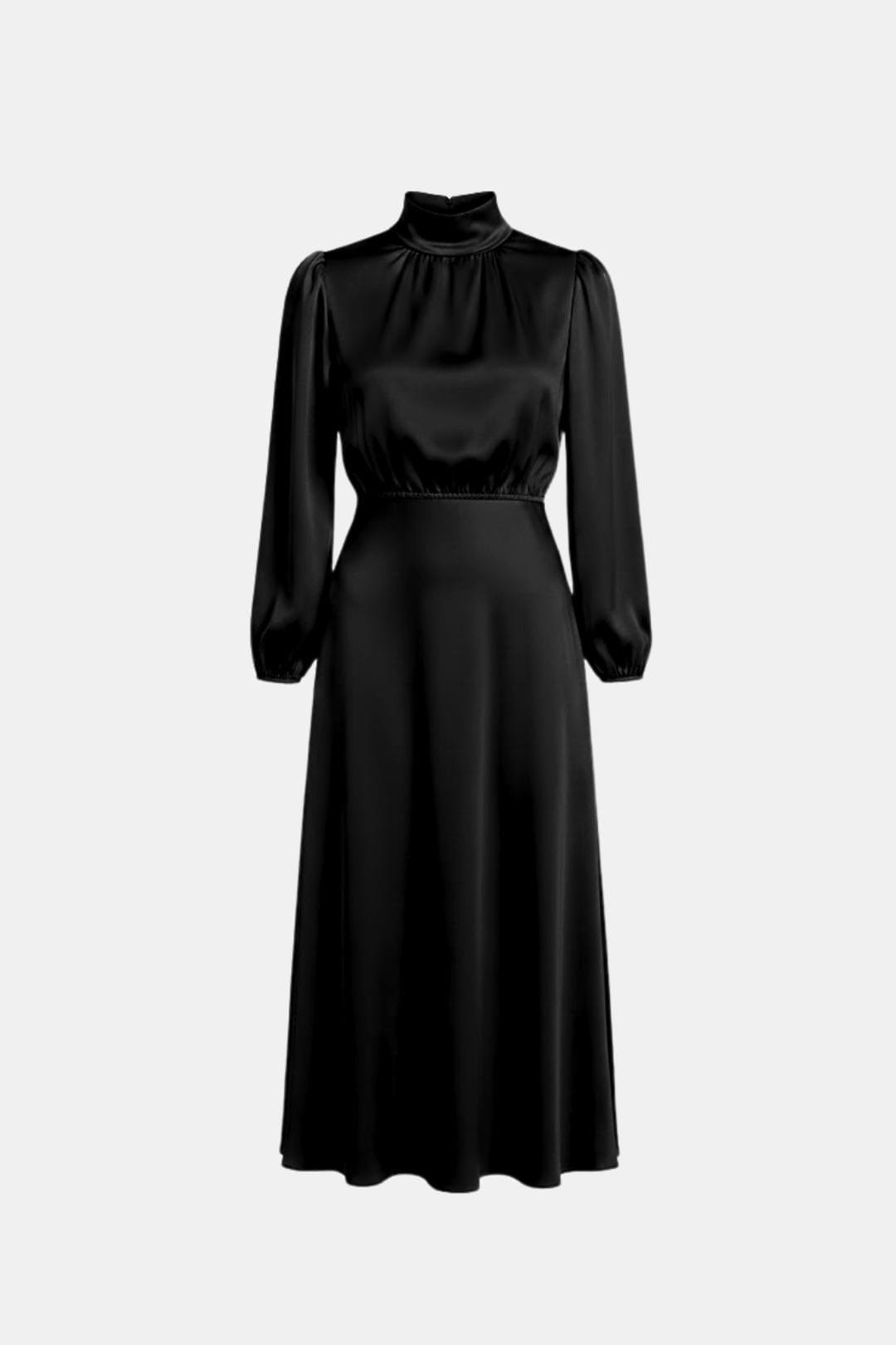 Demi | Women's Satin Maxi Dress Long Sleeve Turtleneck Pink