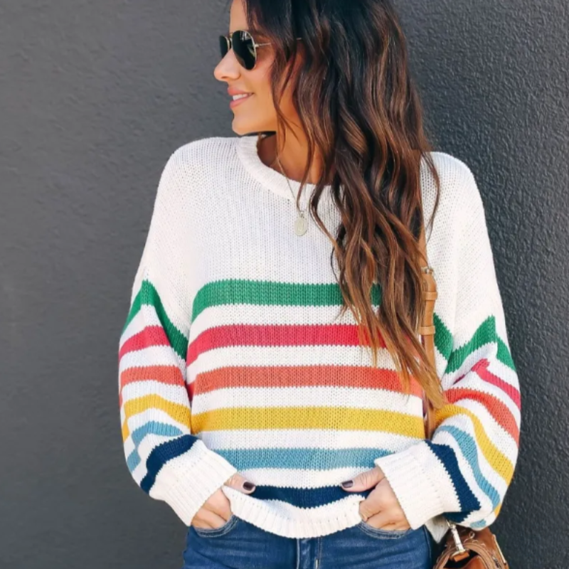 Dama Washington Calliope women's cropped striped sweater - front view