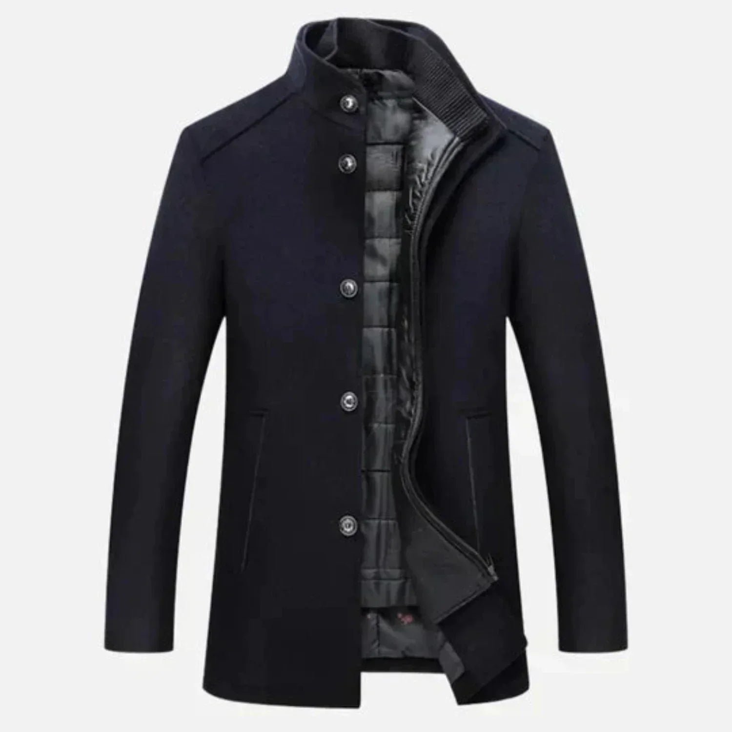 Dama Washington Thaddeus men's mid-length stand collar overcoat - view 3