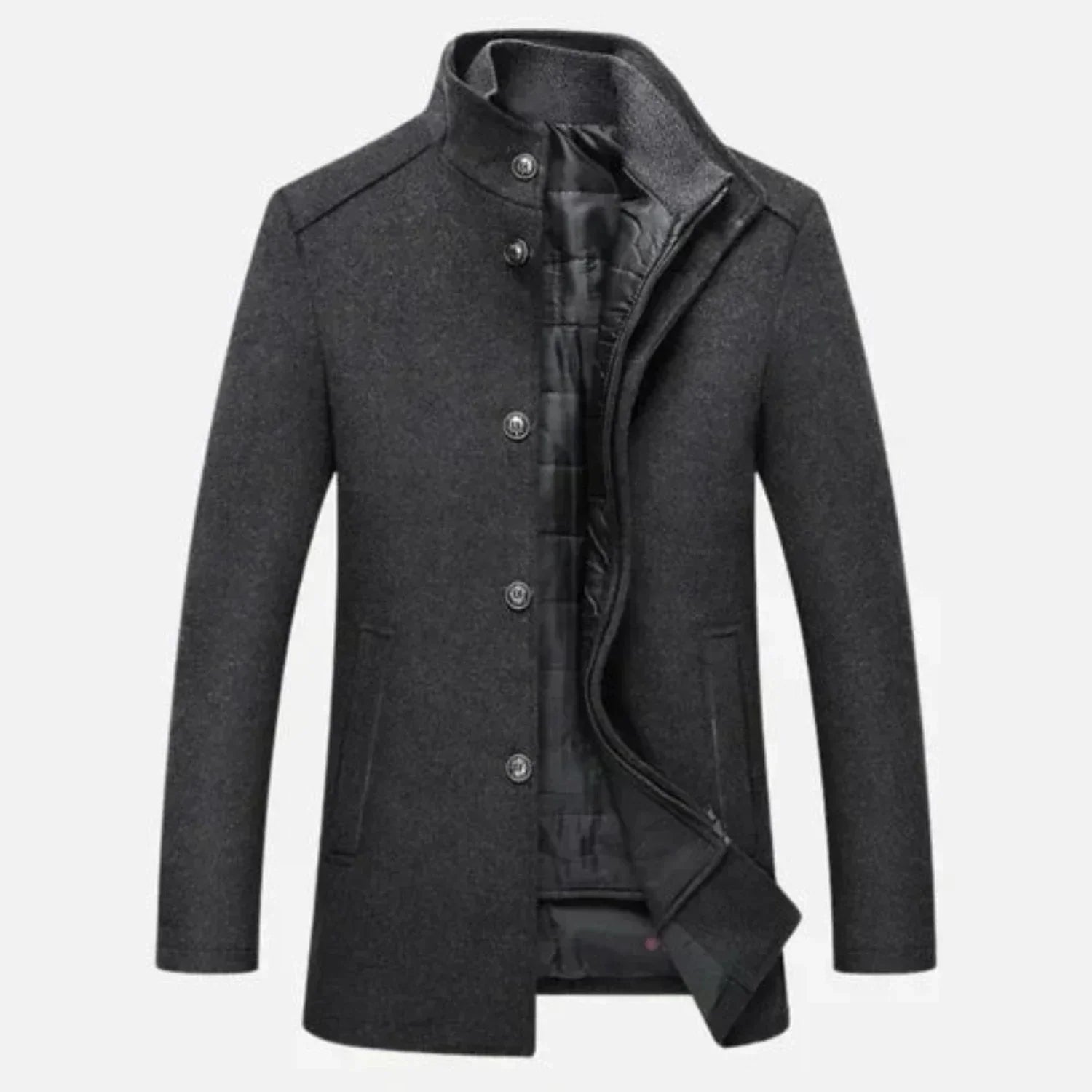 Dama Washington Thaddeus men's mid-length stand collar overcoat - view 2