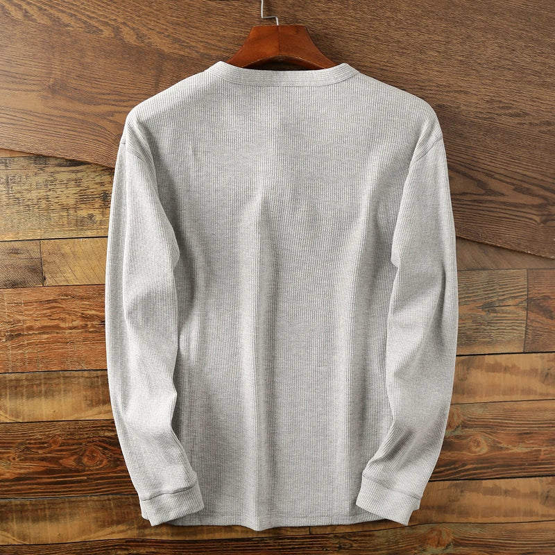 Axel | Men's Long Sleeve Henley Shirt Cream