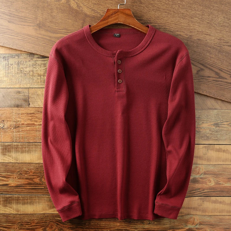 Axel | Men's Long Sleeve Henley Shirt Cream