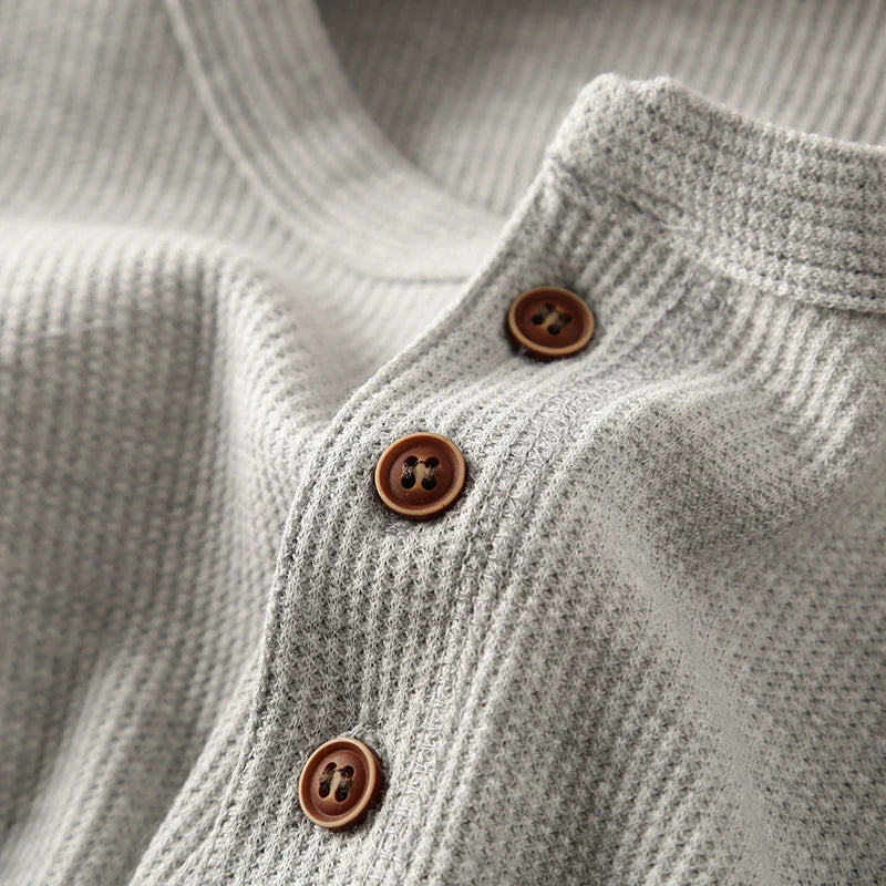 Axel | Men's Long Sleeve Henley Shirt Cream