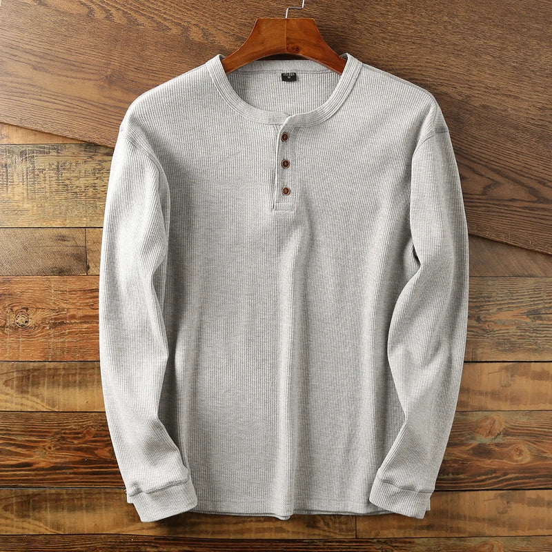 Axel | Men's Long Sleeve Henley Shirt Cream