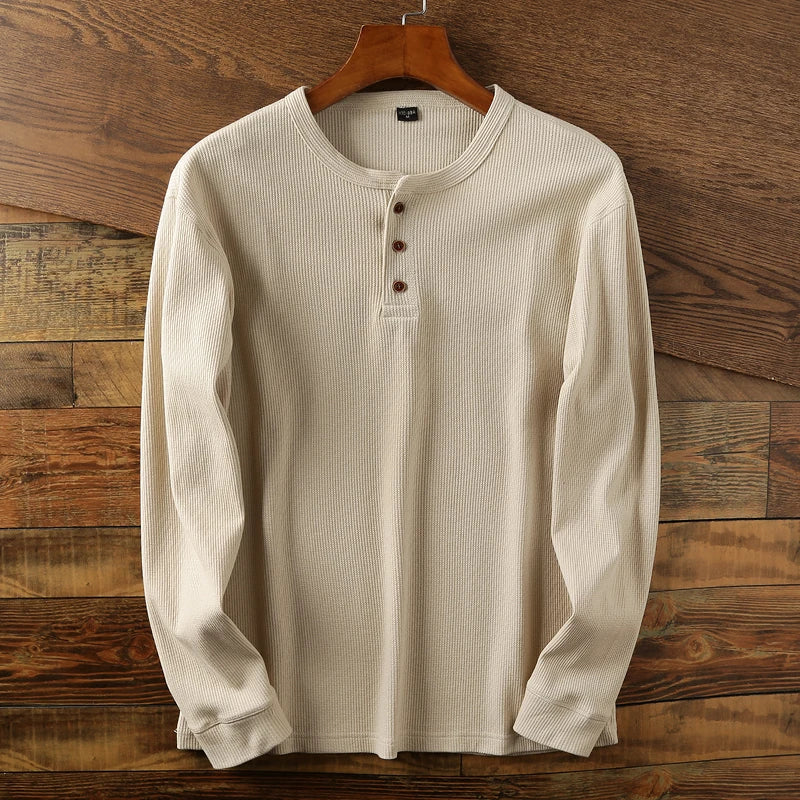 Axel | Men's Long Sleeve Henley Shirt Cream
