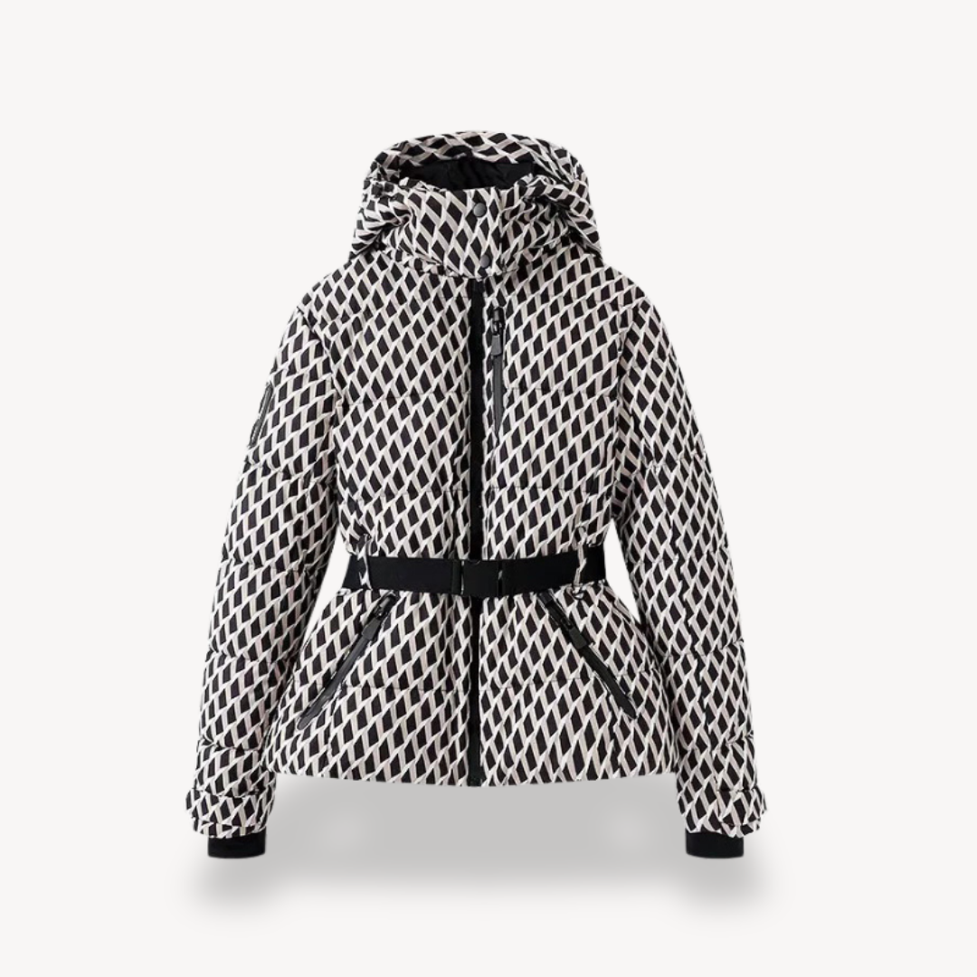 Dama Washington Malvina women's hooded belted puffer jacket - front view