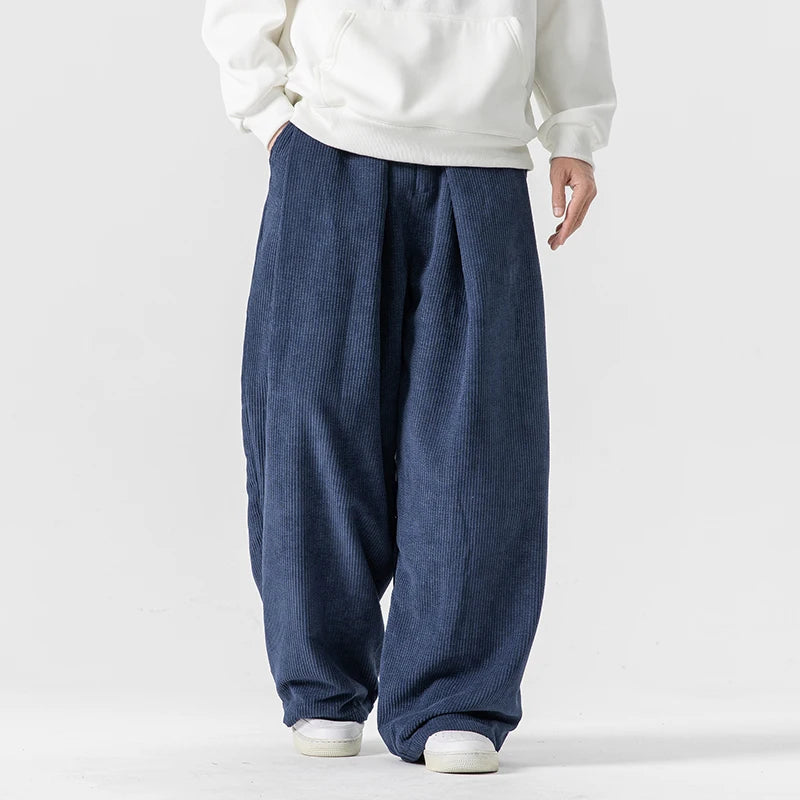 Arlo | Men's Wide Leg Cargo Pants Navy Blue Relaxed Fit