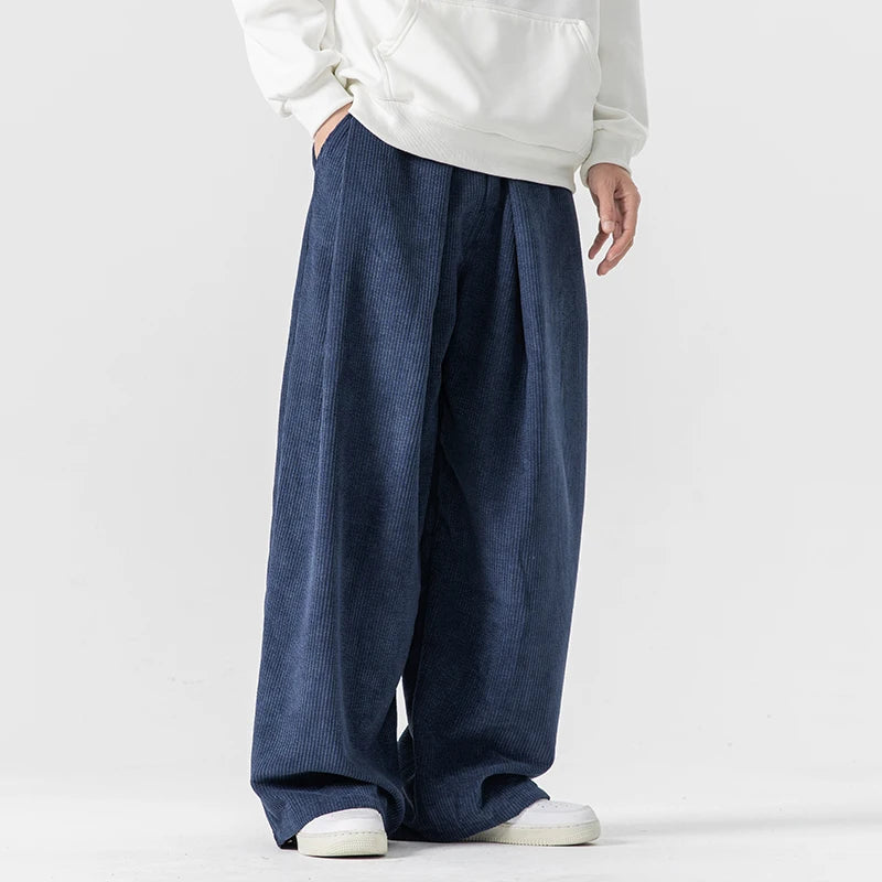Arlo | Men's Wide Leg Cargo Pants Navy Blue Relaxed Fit
