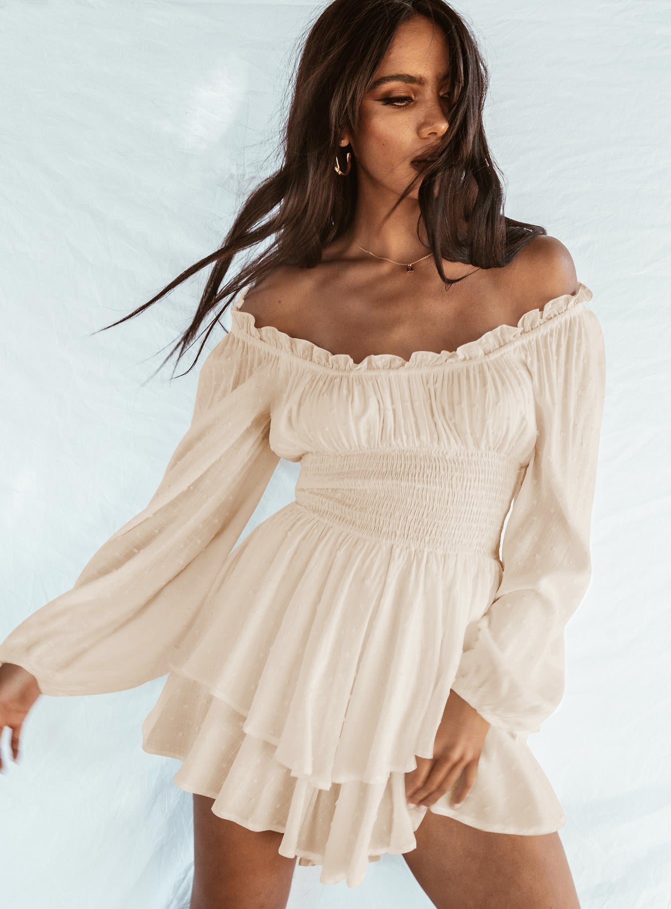 Rosa | Women's Off Shoulder Puff Sleeve Dress Sage Green