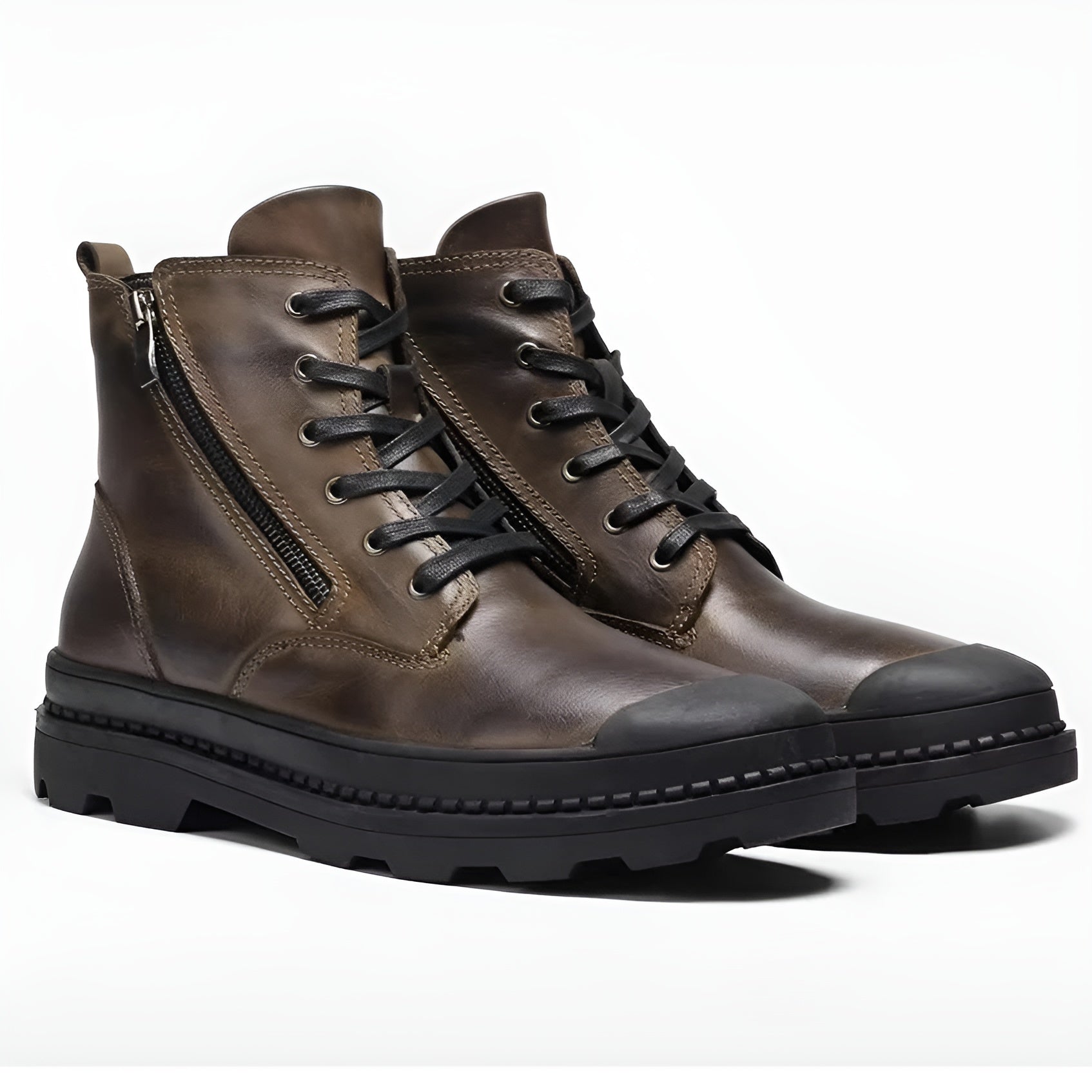 Rowan | Men's Lace Up Leather Ankle Boots Brown Black Sole