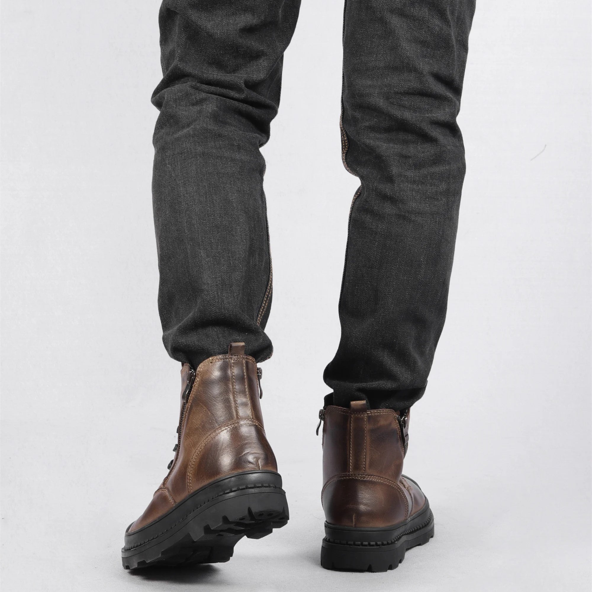 Rowan | Men's Lace Up Leather Ankle Boots Brown Black Sole