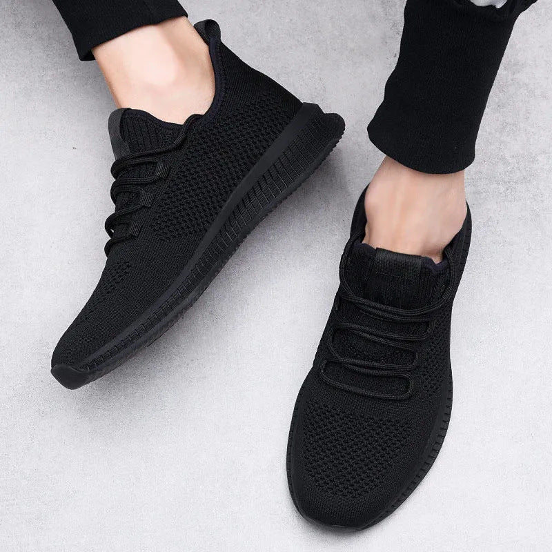 Voss | Men's Knit Lace Up Sneakers Black Casual