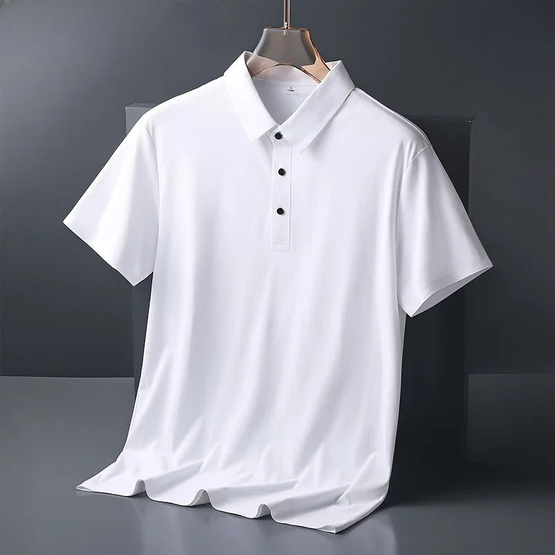 Rowan | Men's Polo Shirt White Short Sleeve Button Down