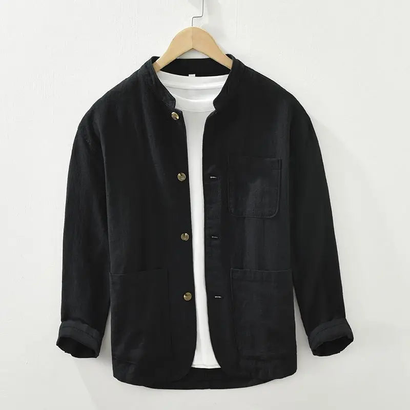 Ash | Men's Casual Linen Button Up Shirt Jacket Sage Green