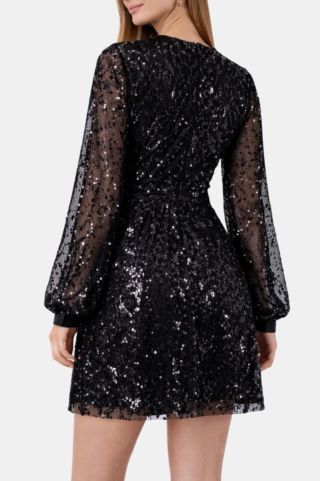 Vera | Women's Sequin Mini Dress Long Sleeve Burgundy
