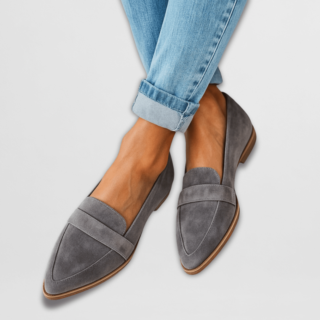 Mia | Women's Suede Loafers Tan Pointed Toe Flat