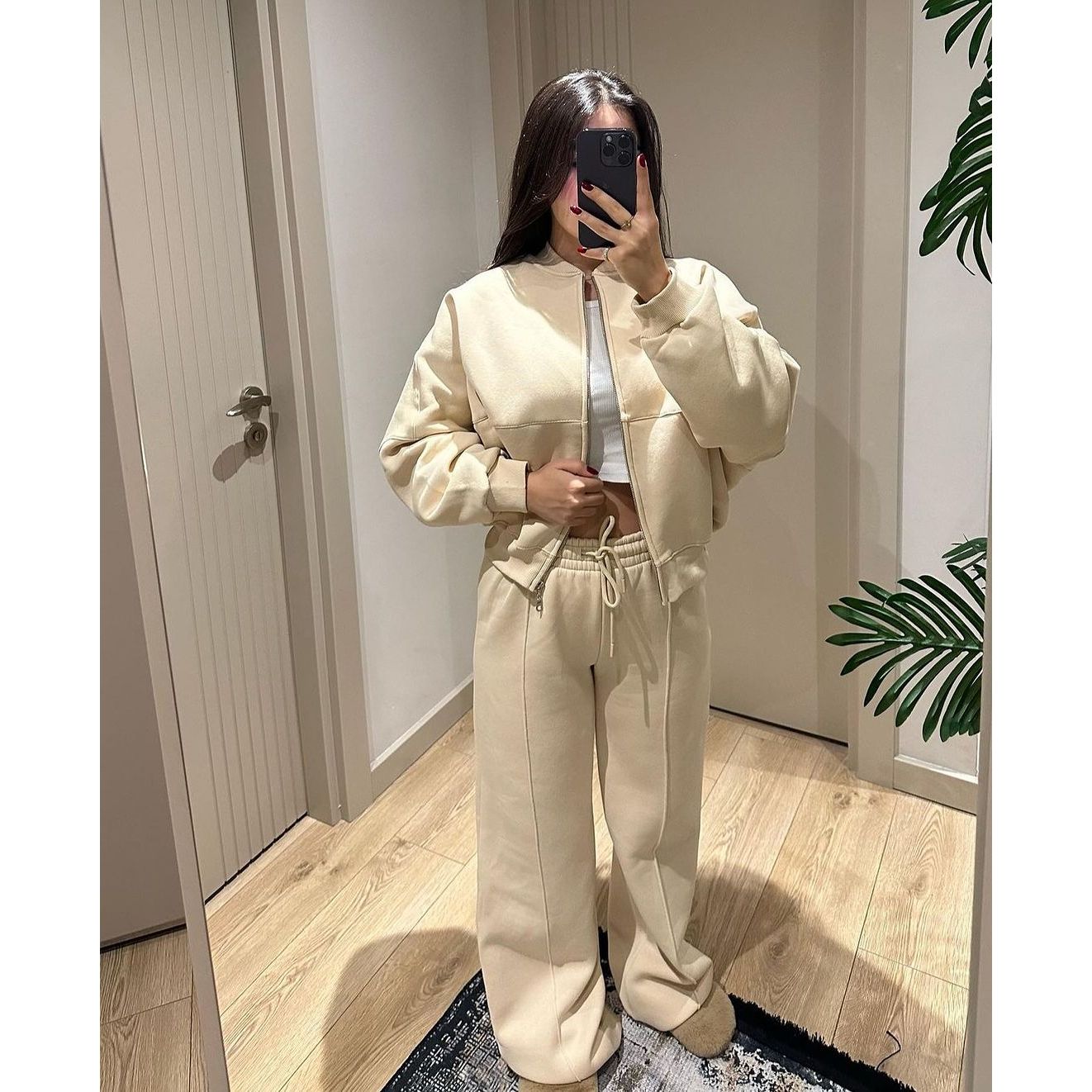 Greta | Women's Wide Leg Sweatpants Black Casual Set