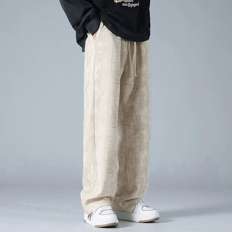 Axel | Men's Wide Leg Linen Pants Cream Drawstring