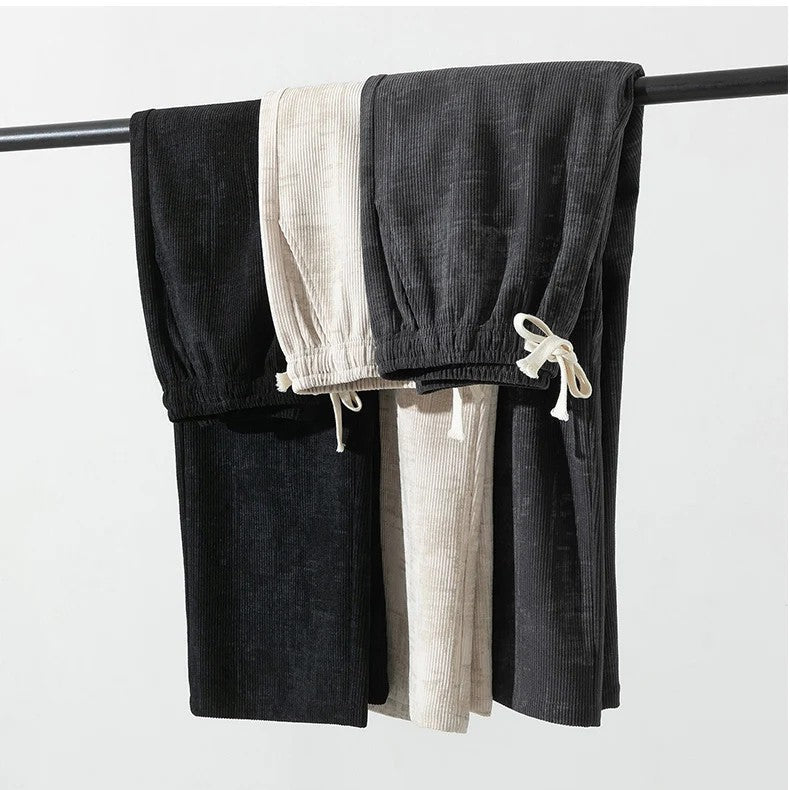 Axel | Men's Wide Leg Linen Pants Cream Drawstring