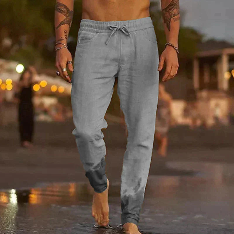 Rowan | Men's Linen Joggers Cream Drawstring