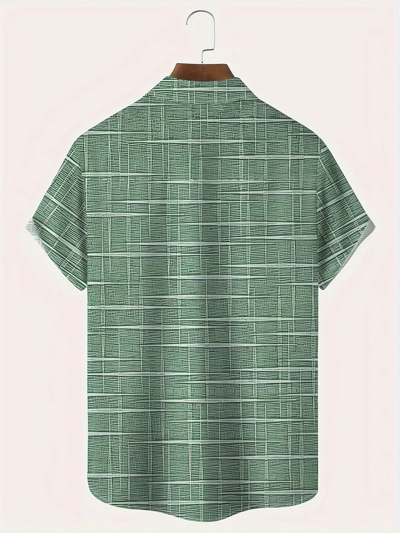 Axel | Men's Check Button Up Shirt Green White Short Sleeve