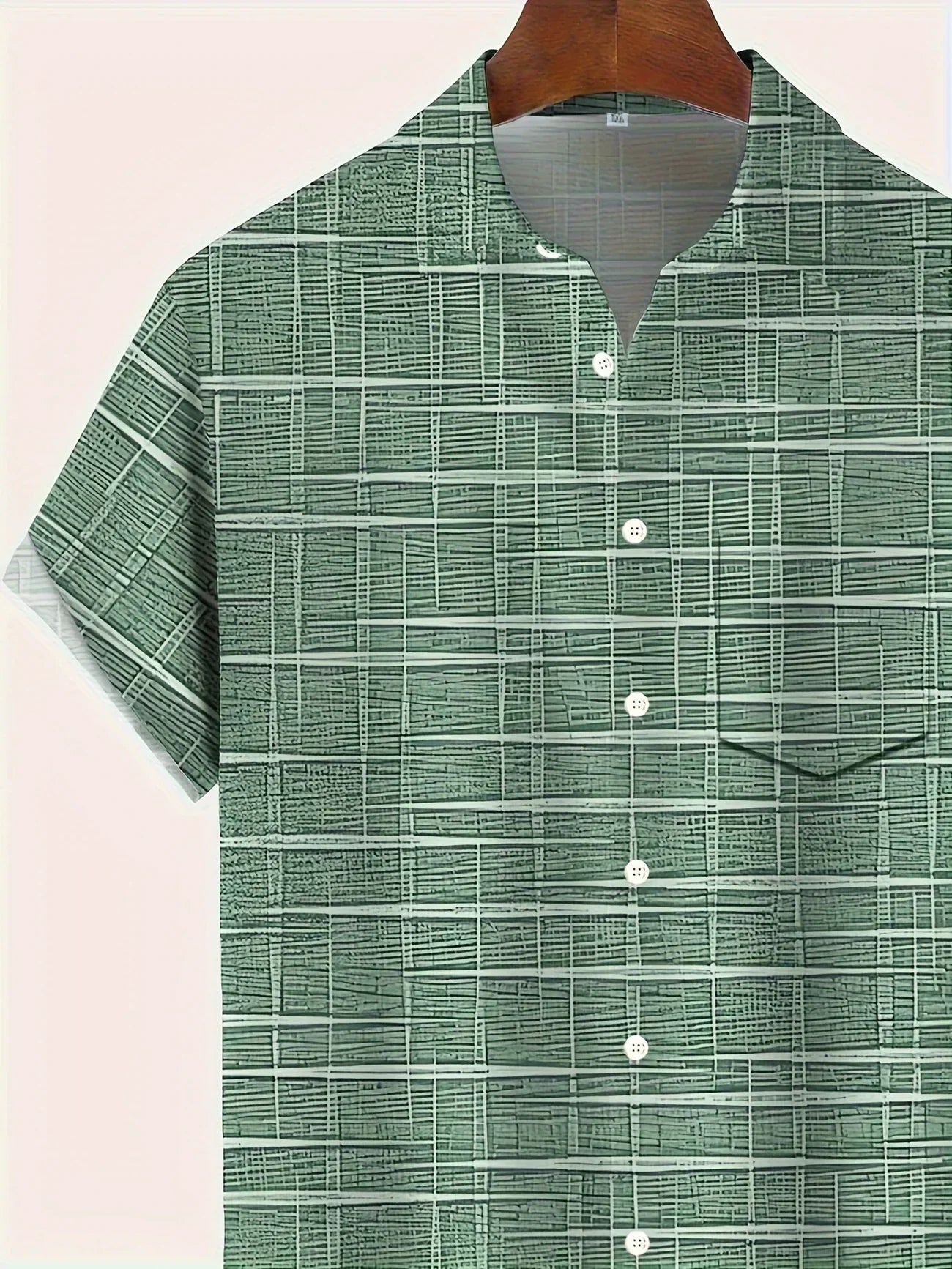 Axel | Men's Check Button Up Shirt Green White Short Sleeve
