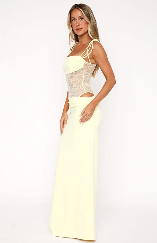 Esme | Women's Strapless Lace Maxi Dress Burgundy
